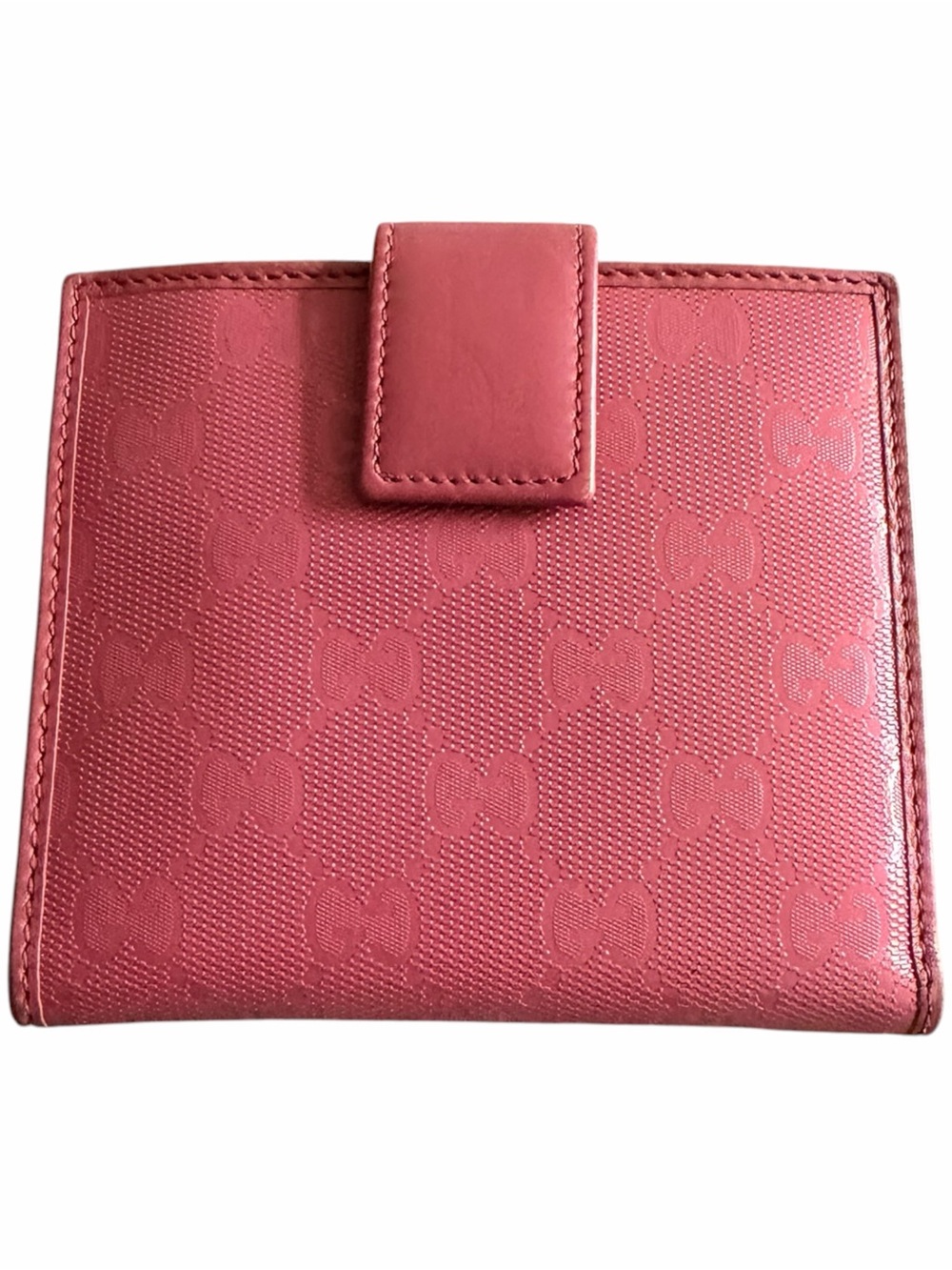 AUTHENTIC Gucci Rose Pink GG Embossed Leather Wallet- FREE COA - Picture 7 of 10
